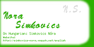 nora simkovics business card