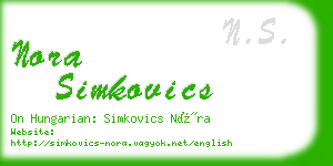 nora simkovics business card